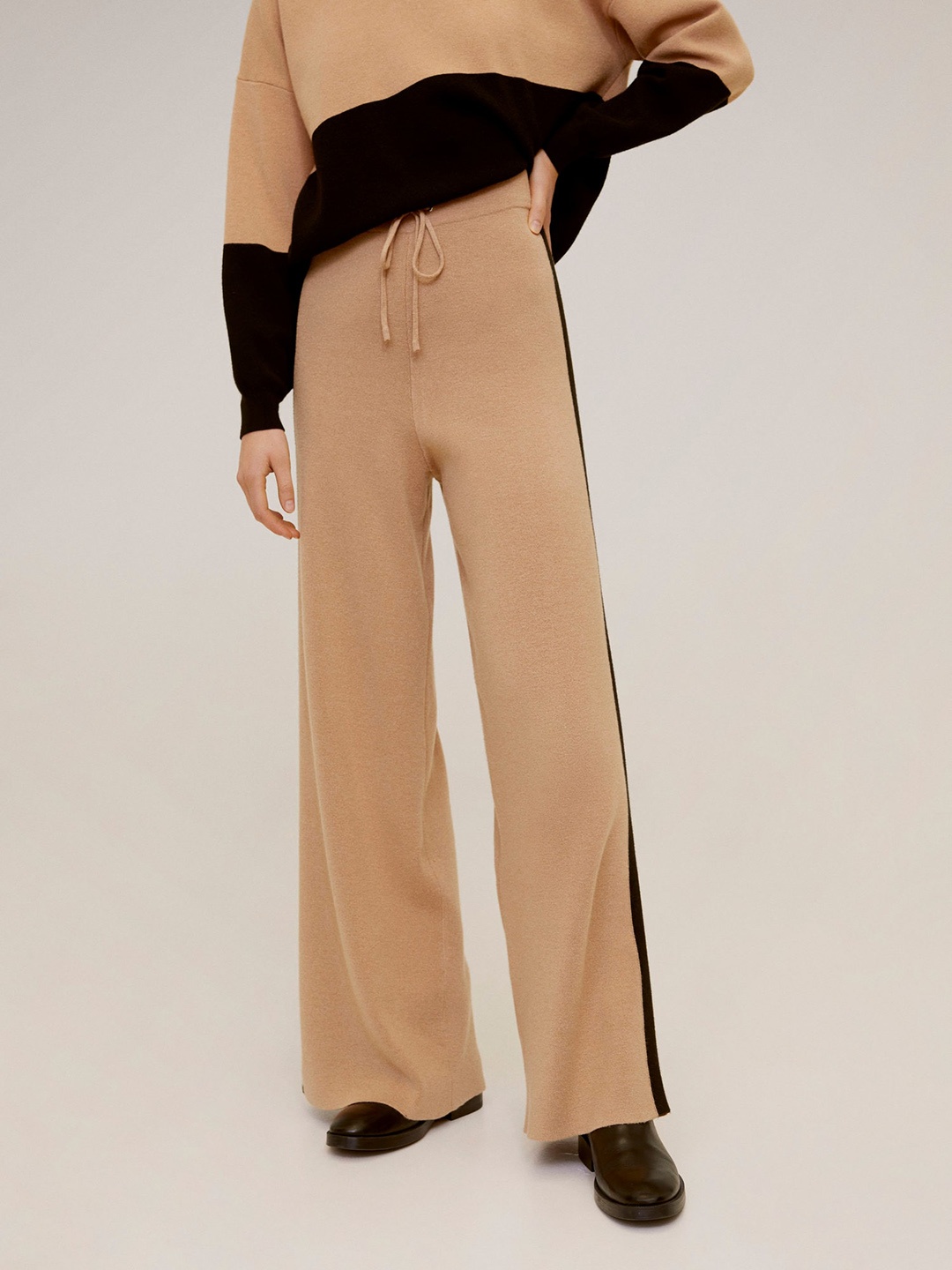 

MANGO Women Beige Regular Fit Solid Parallel Trousers