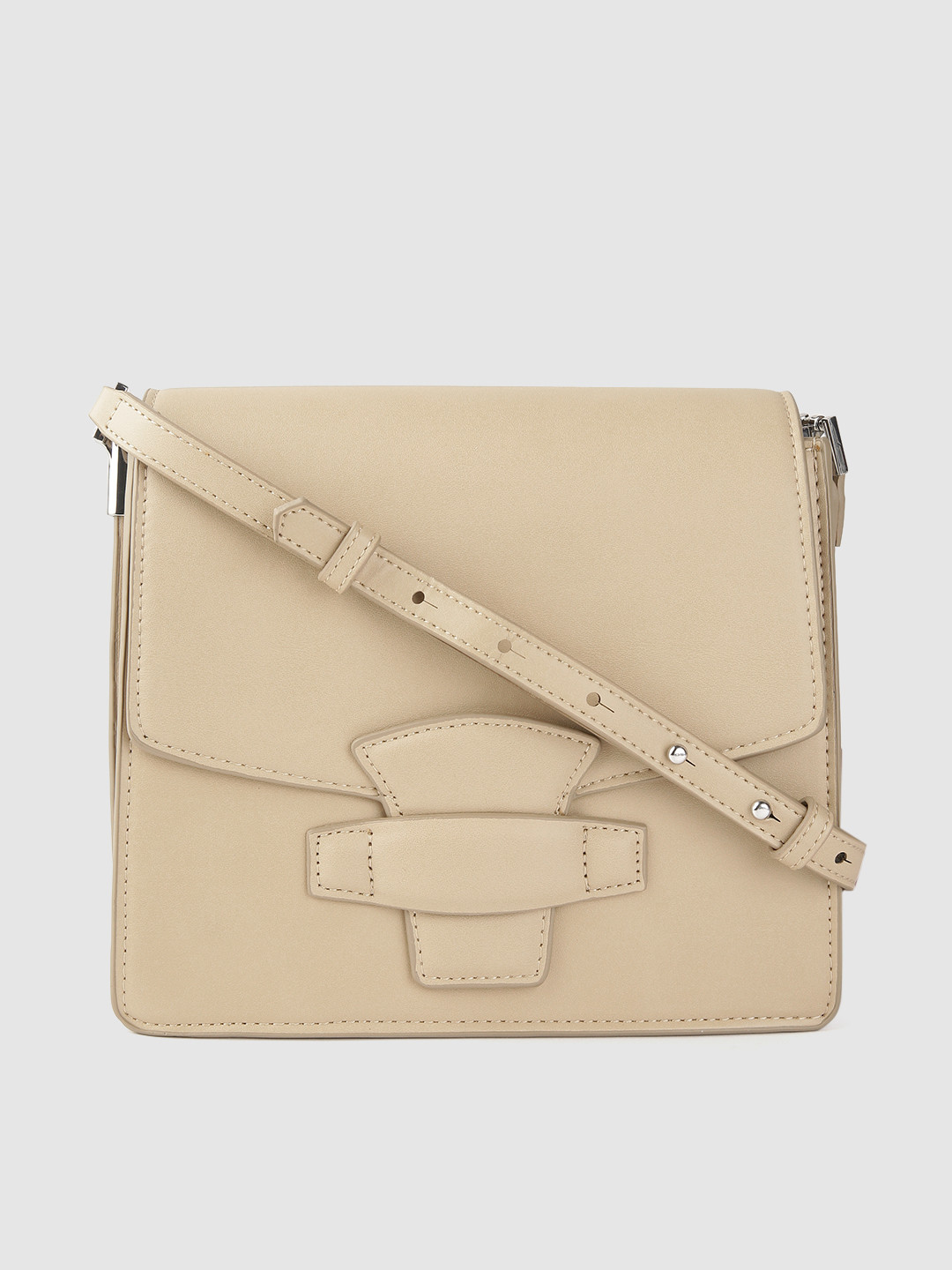 

MANGO Beige Solid Sling Bag