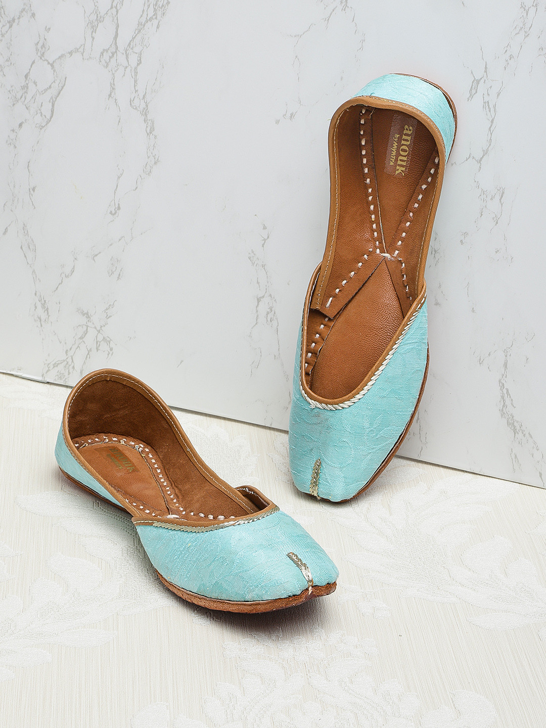 

Anouk Women Blue Woven Design Mojaris