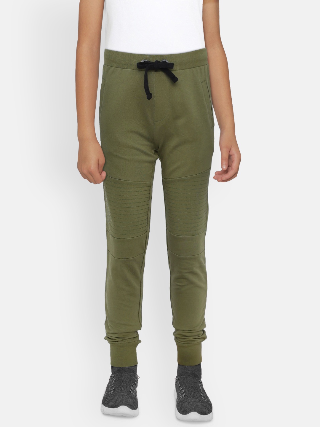 

Pepe Jeans Boys Olive Green Solid BECKHAM IP Joggers