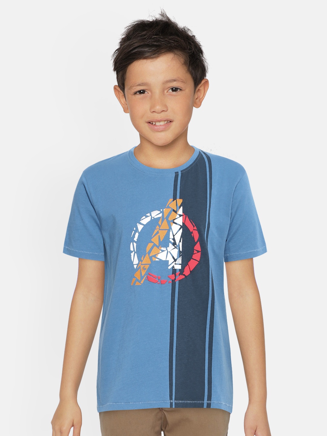 

Pepe Jeans Boys Blue Avenger Printed Round Neck Cotton T-shirt