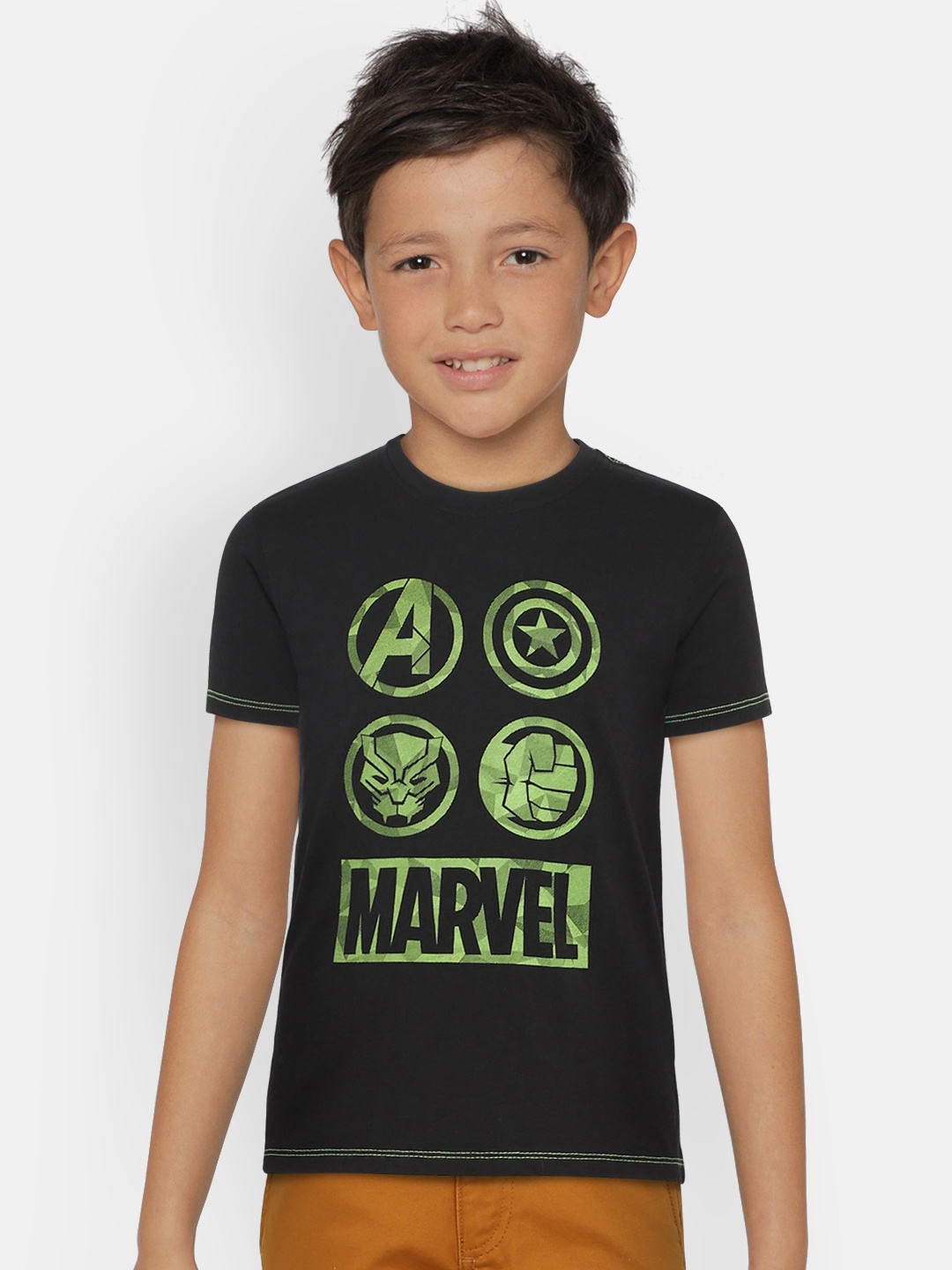 

Pepe Jeans Boys Black & Green Printed Round Neck T-shirt