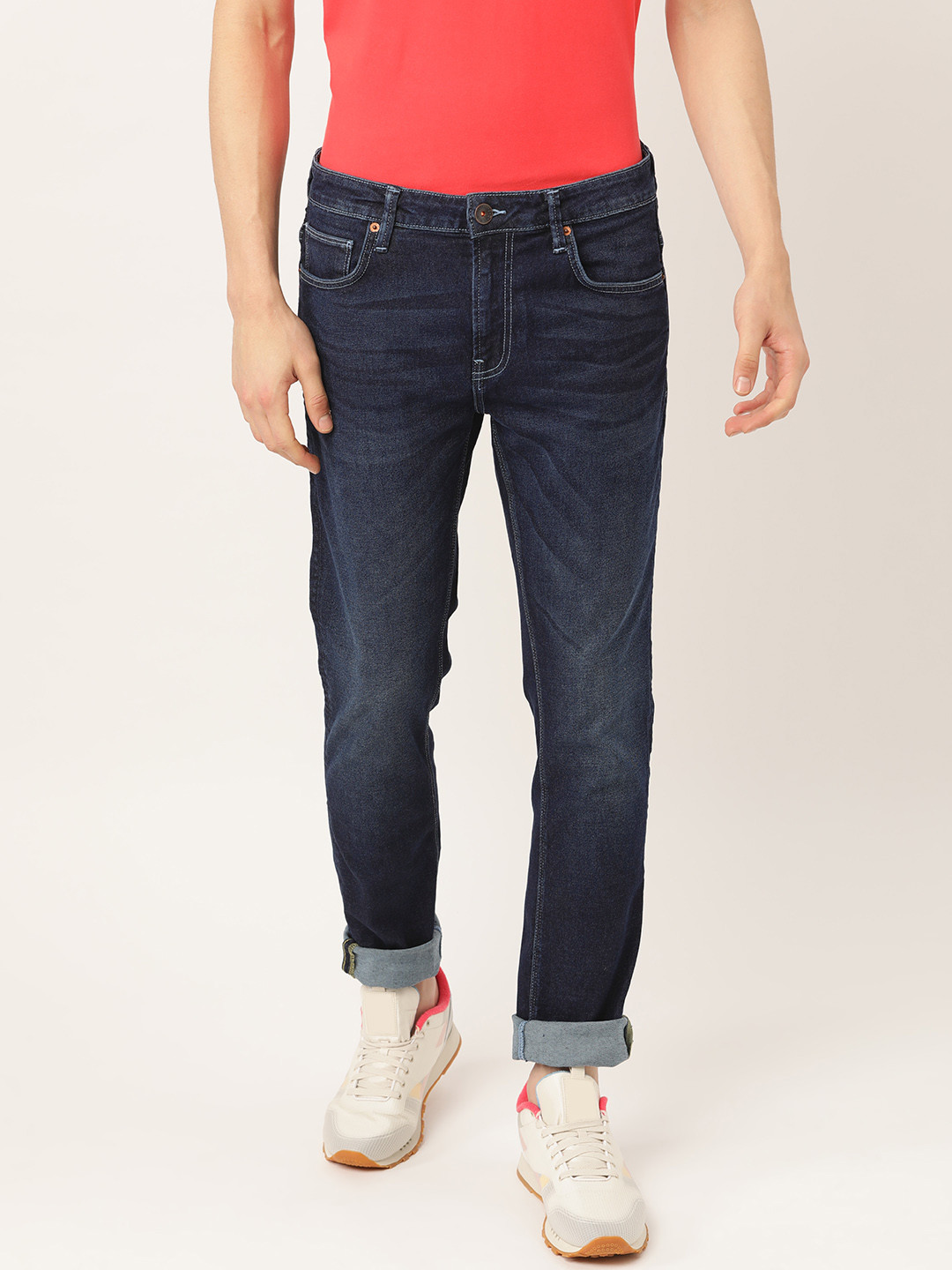 

United Colors of Benetton Men Navy Blue Skinny Fit Mid-Rise Clean Look Stretchable Jeans