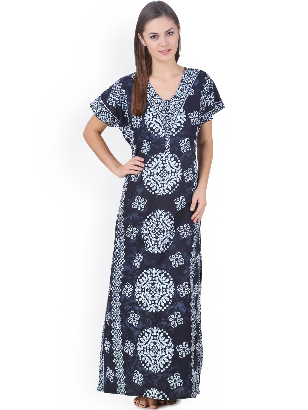 

Masha Navy Printed Maxi Nightdress NT-A31-467, Navy blue