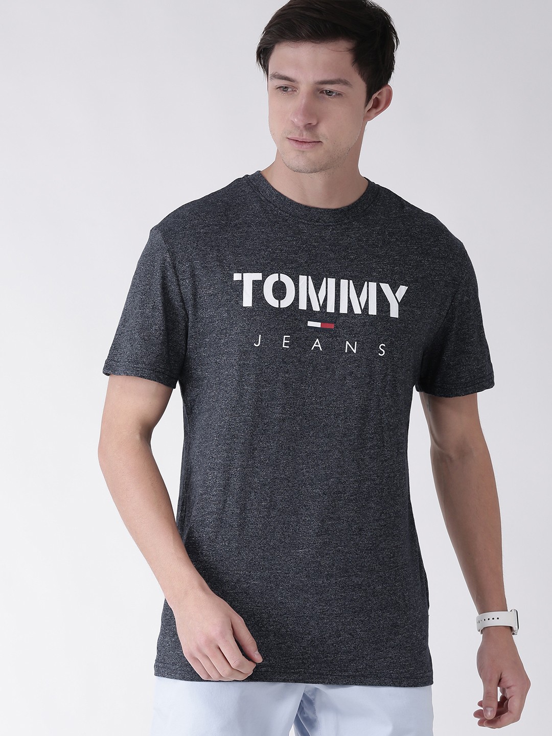 

Tommy Hilfiger Men Navy Blue & White Printed Round Neck T-shirt