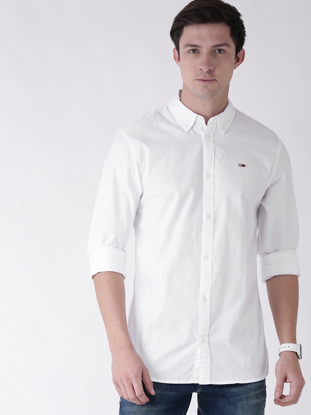 

Tommy Hilfiger Men White Slim Fit Solid Casual Shirt