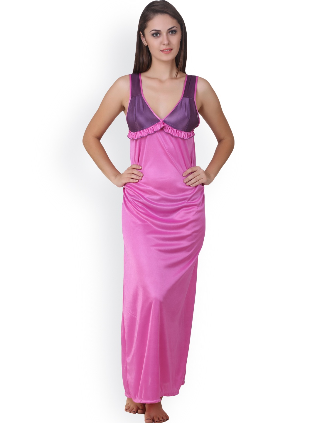 

Masha Pink Satin Maxi Nightdress NT-A42-523