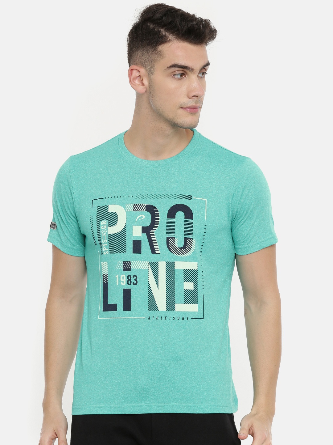 

Proline Active Men Sea Green Printed Round Neck T-shirt