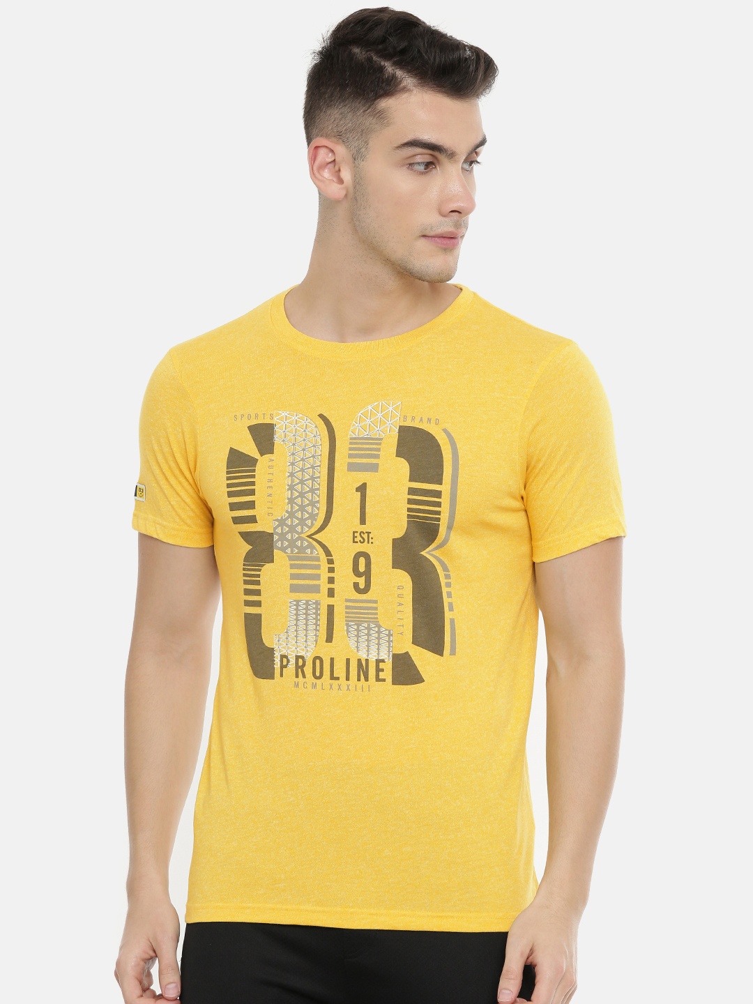 

Proline Active Men Yellow Printed Round Neck T-shirt