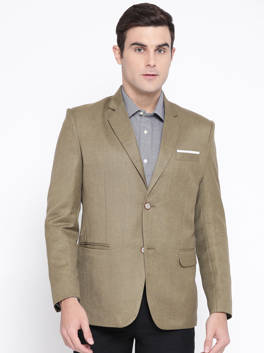 

Luxrio Men Beige Solid Slim Fit Single-Breasted Smart Casual Blazer