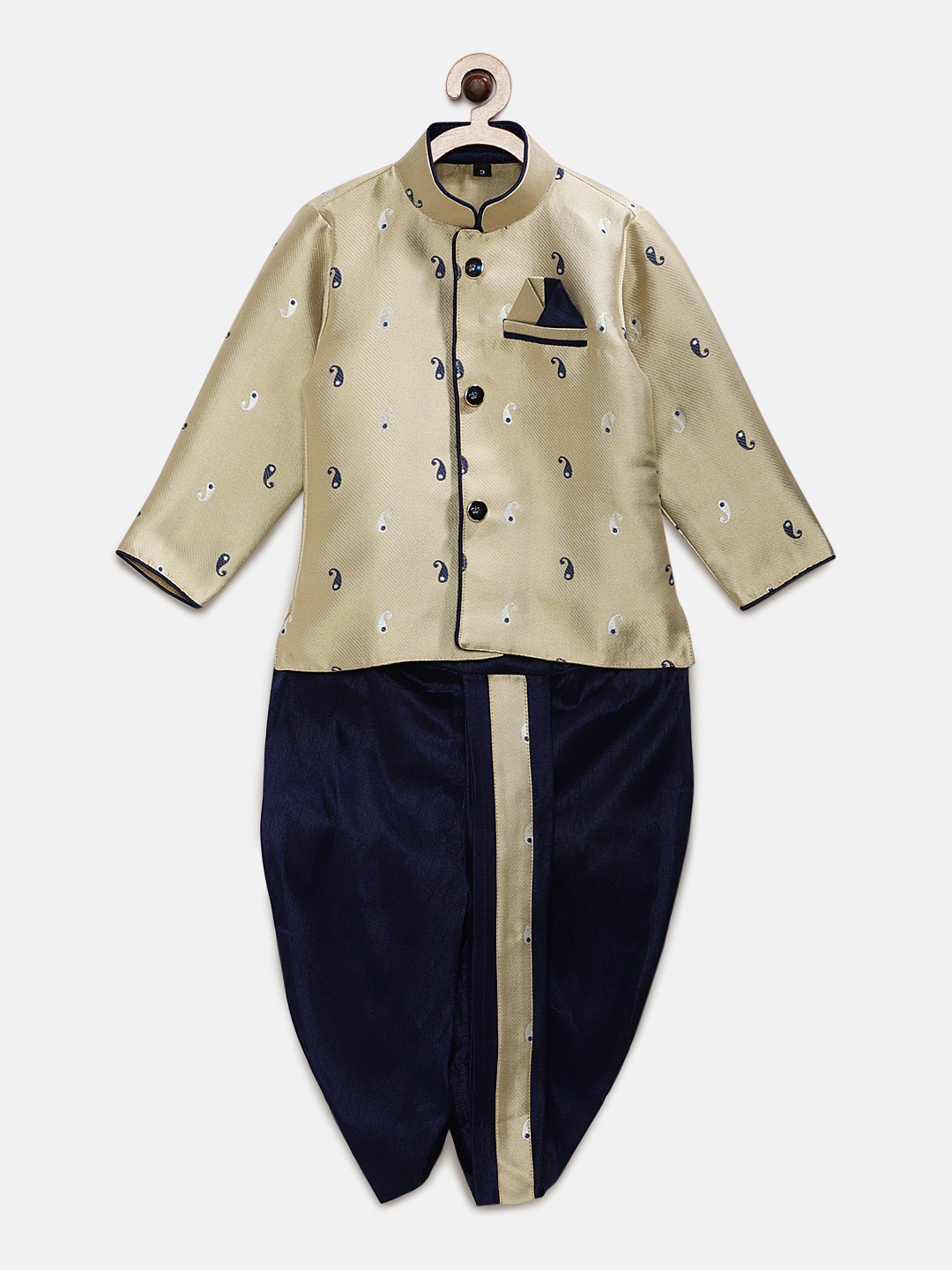 

Ridokidz Boys Beige & Navy Blue Printed Kurta with Dhoti Pants