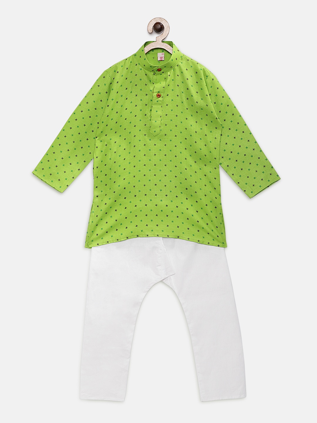 

Ridokidz Boys Green Printed Kurta with Pyjamas