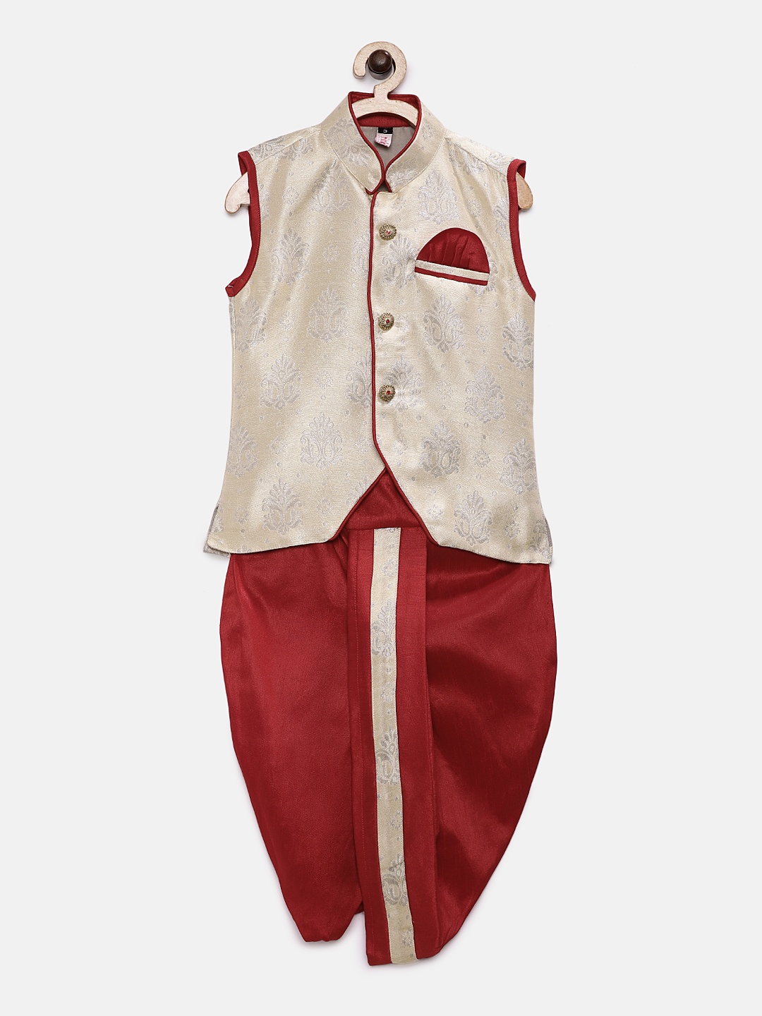 

Ridokidz Boys Maroon Solid Kurta with Dhoti Pants