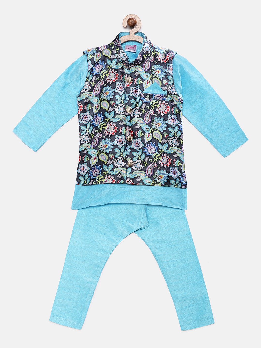 

Ridokidz Boys Blue Solid Kurta with Harem Pants