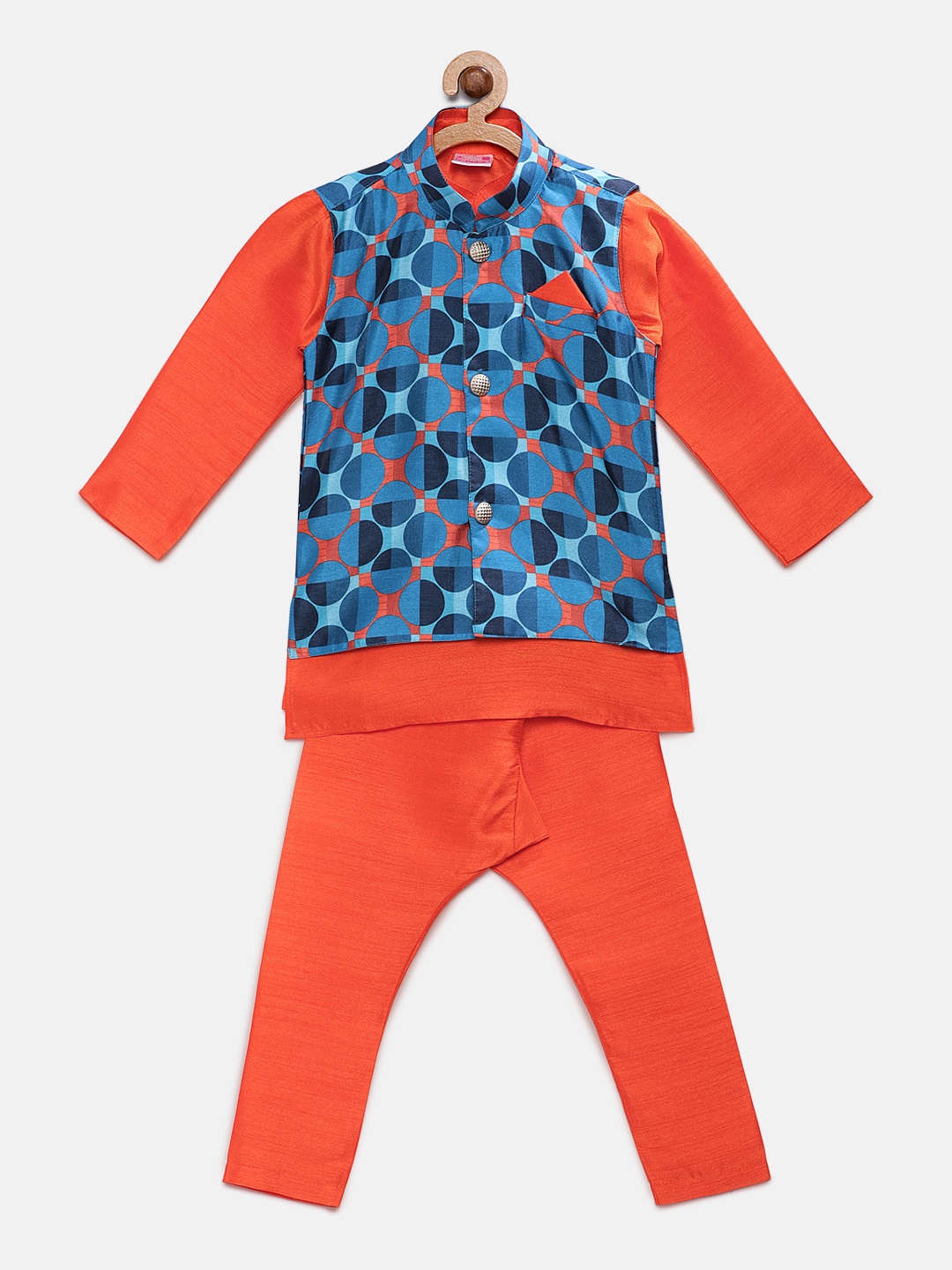 

Ridokidz Boys Orange Solid Kurta with Harem Pants