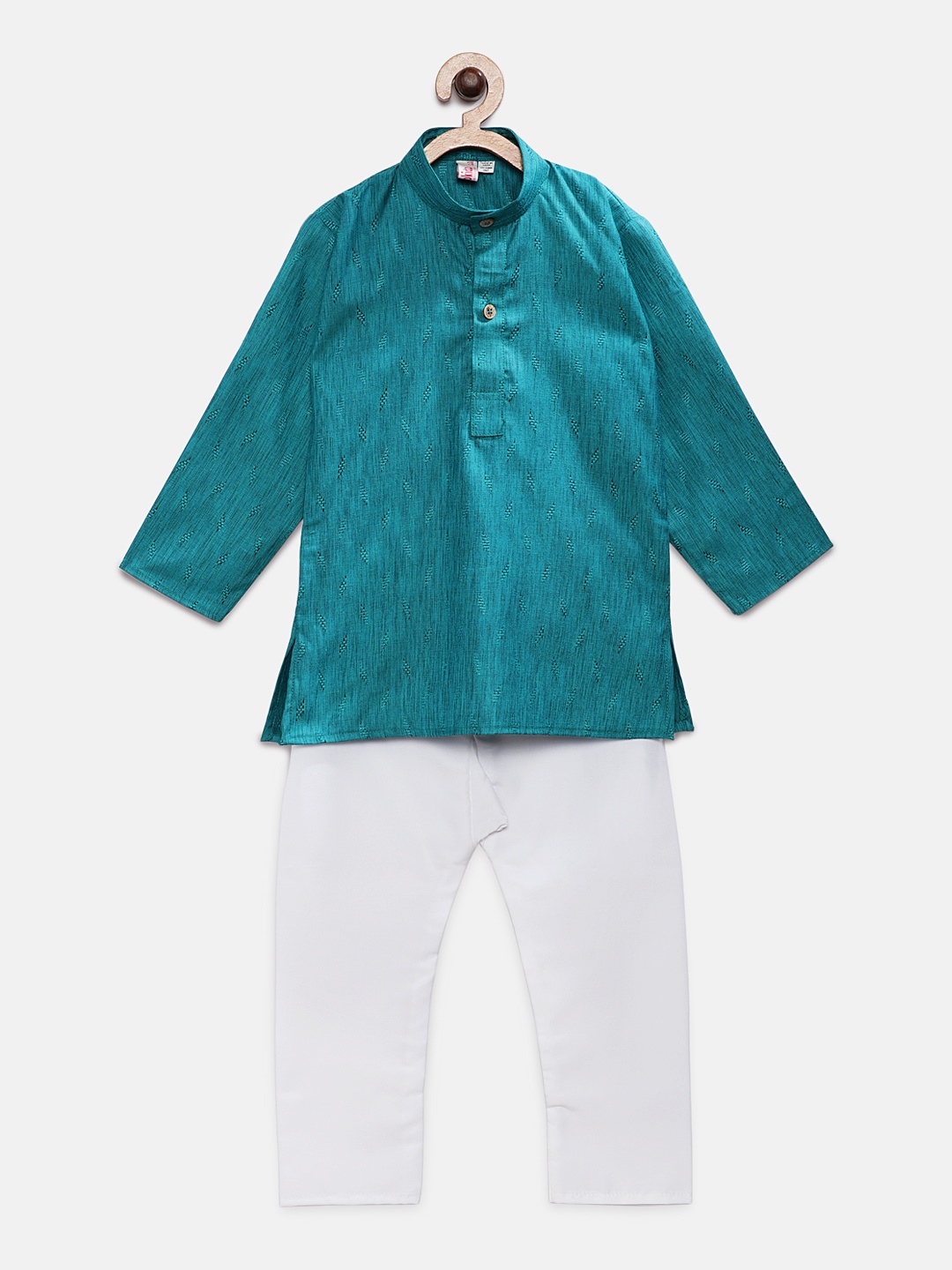 

Ridokidz Boys Turquoise Blue Woven Design Kurta with Pyjamas