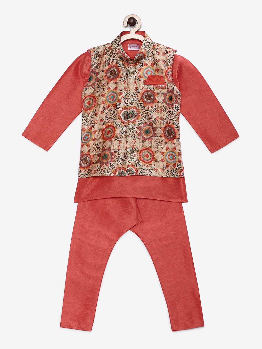 

Ridokidz Boys Orange Solid Kurta with Harem Pants