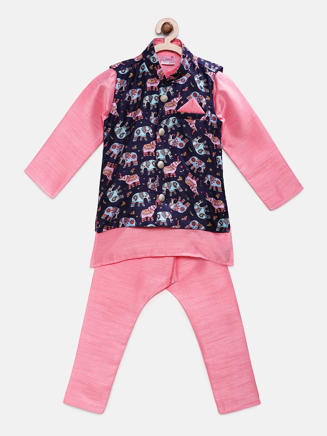 

Ridokidz Boys Pink Solid Kurta with Harem Pants