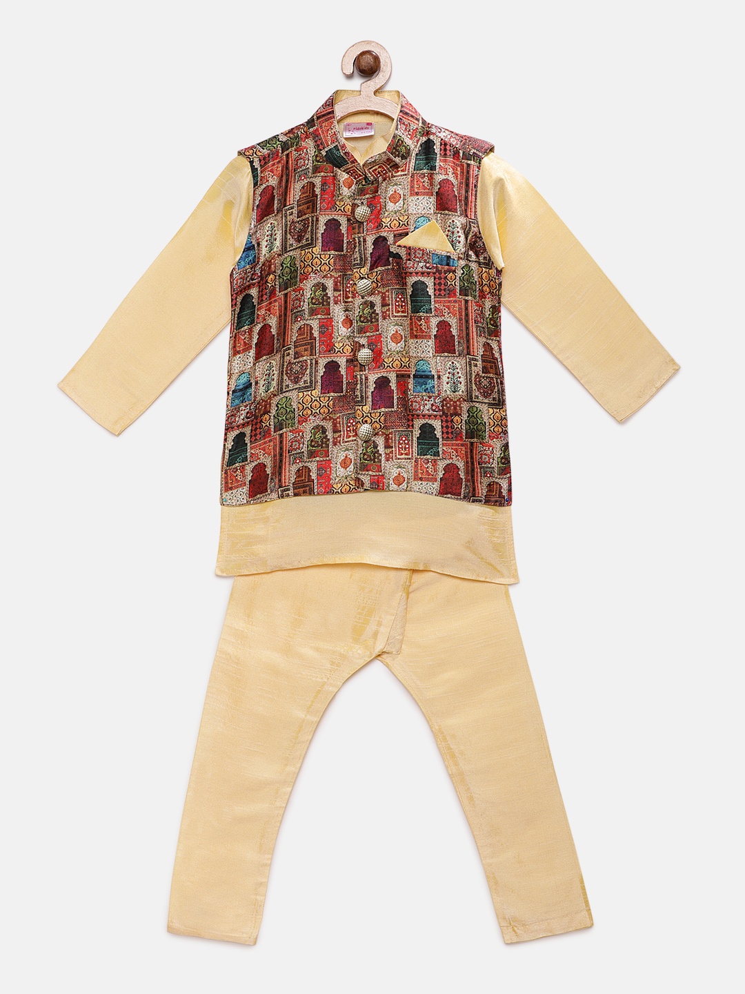 

Ridokidz Boys Beige Solid Kurta with Harem Pants