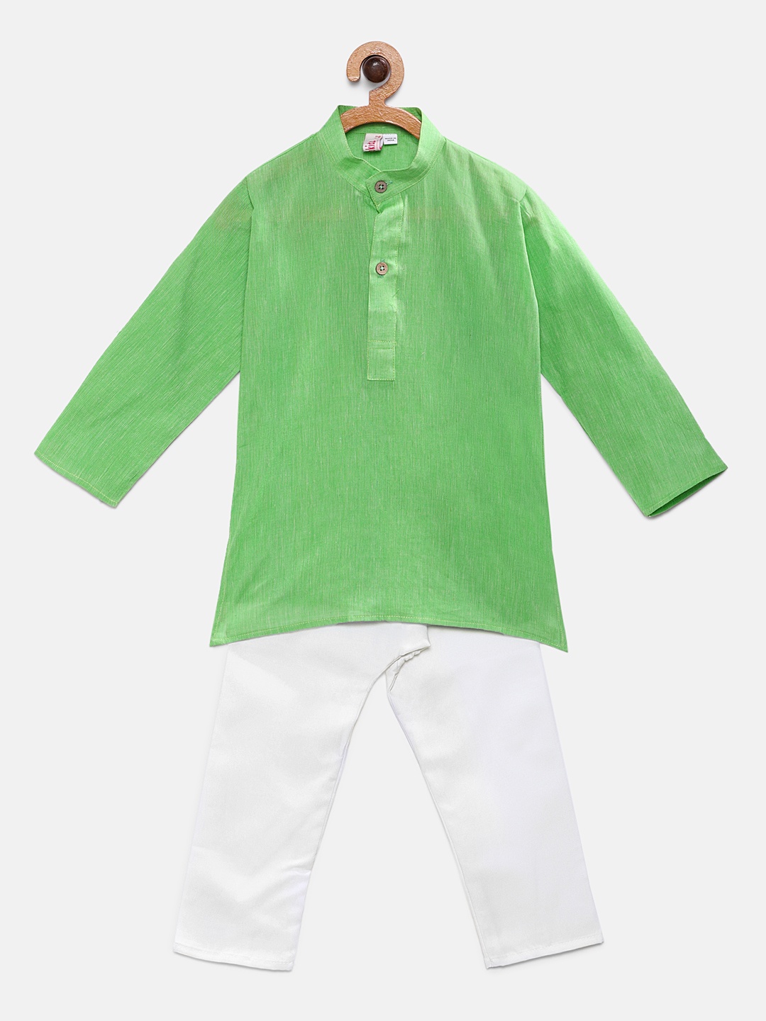 

Ridokidz Boys Green & White Solid Kurta with Pyjamas