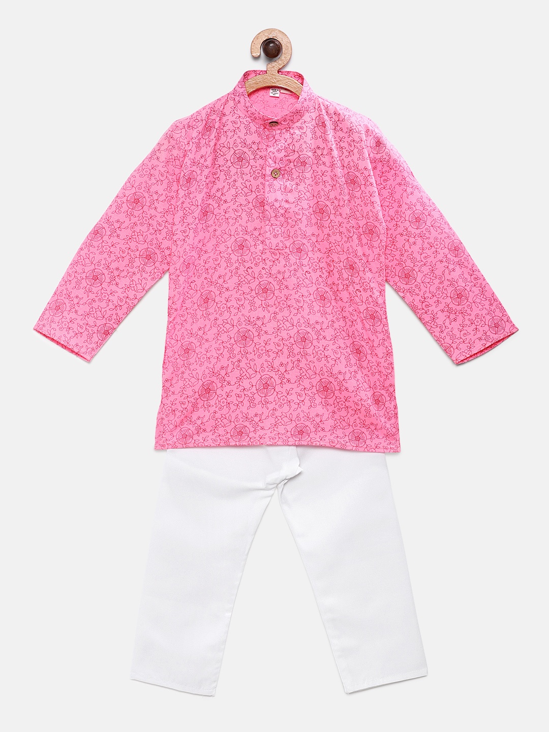 

Ridokidz Boys Pink & White Printed Kurta with Pyjamas
