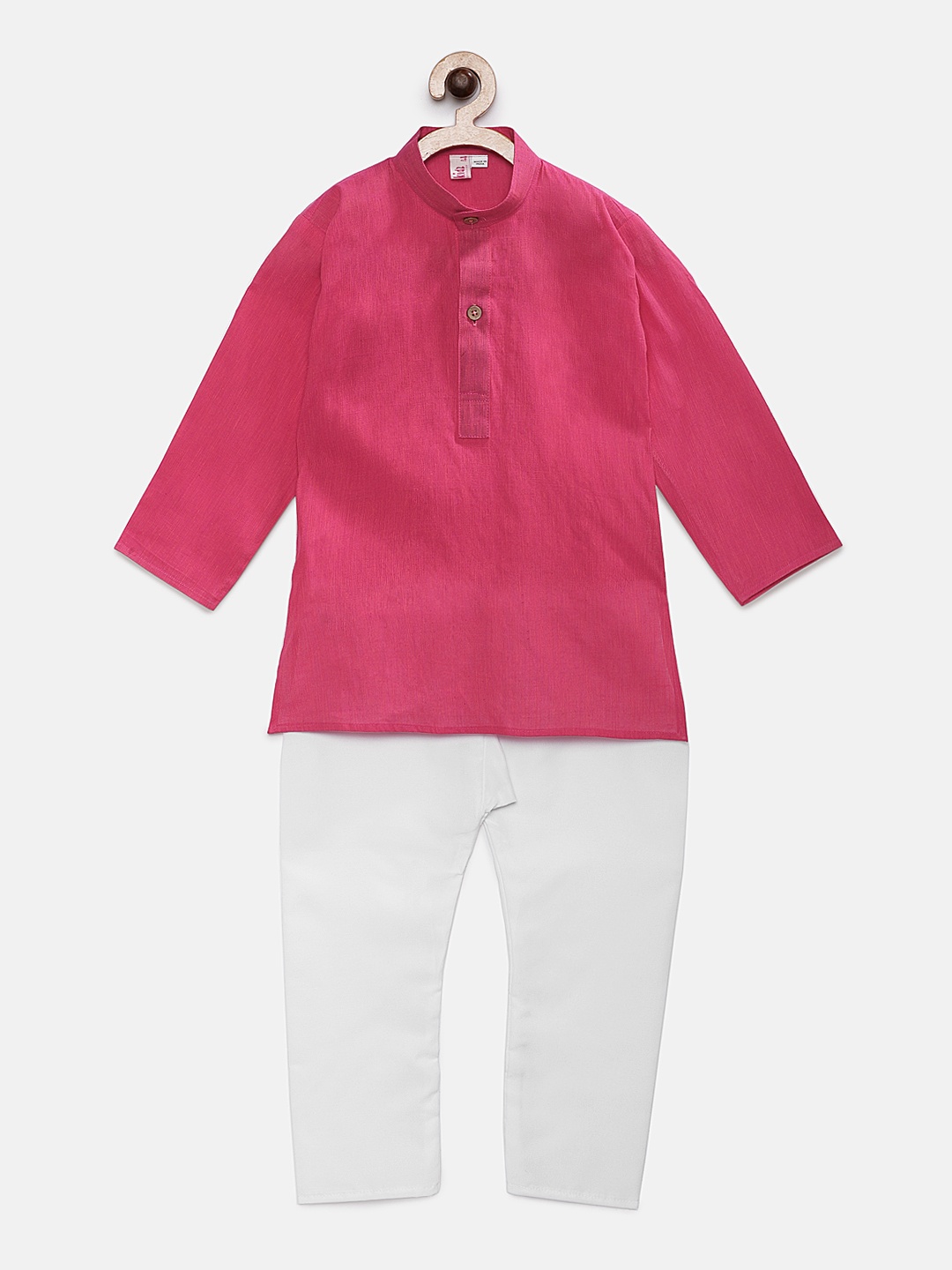 

Ridokidz Boys Pink Solid Kurta with White Pyjamas