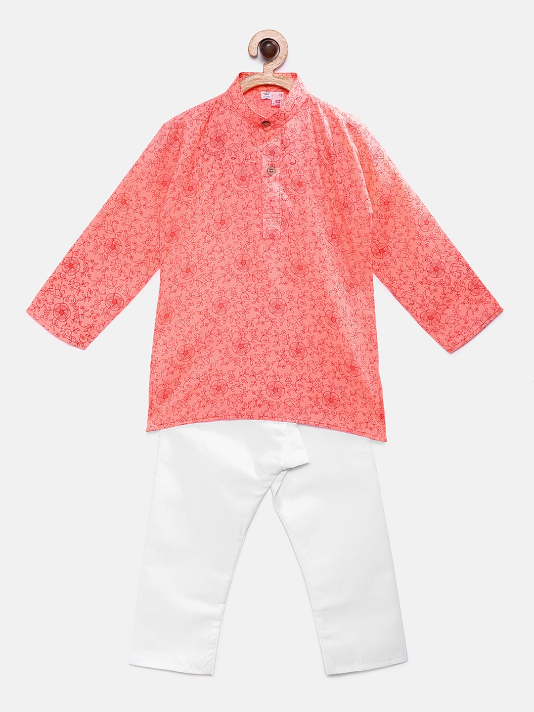 

Ridokidz Boys Peach-Coloured Printed Kurta with Pyjamas