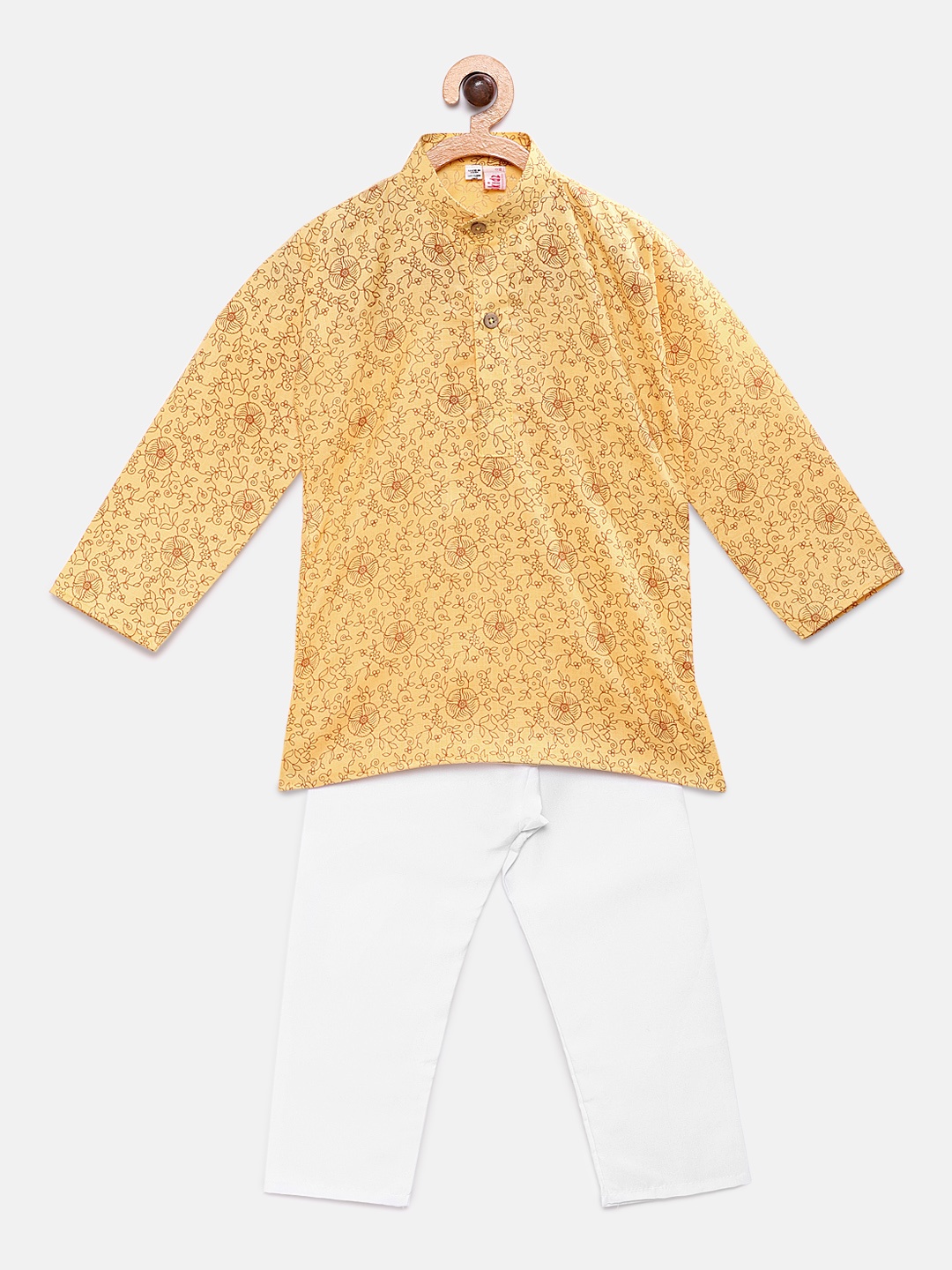 

Ridokidz Boys Yellow Printed Kurta with Pyjamas