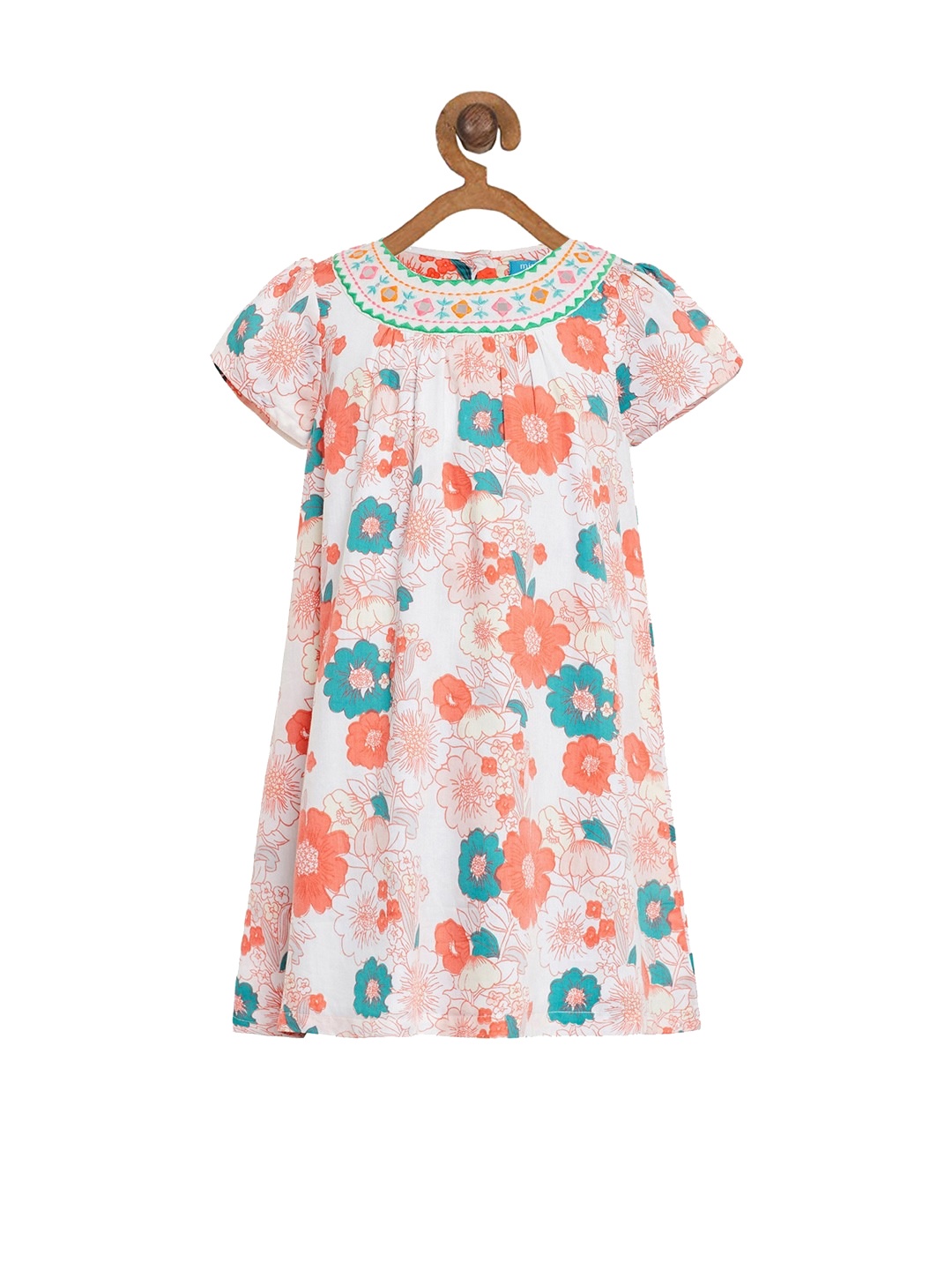 

Miyo Girls Off-White Floral Print A-Line Dress