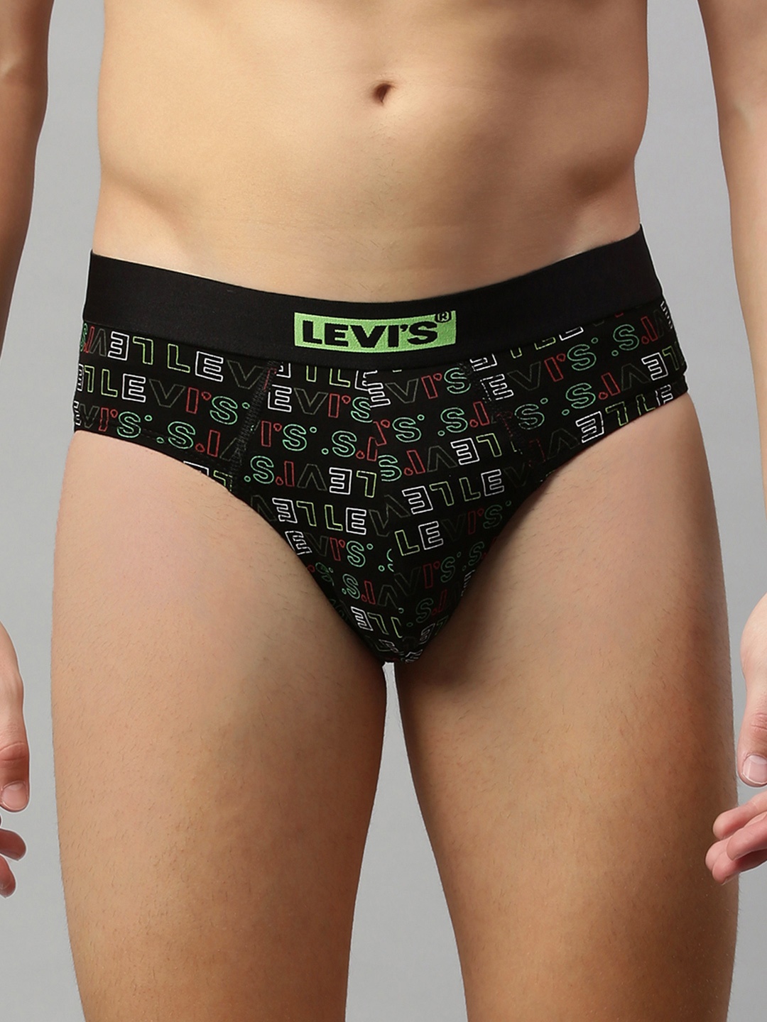 

Levis Men's #021 Black and Multi Colour Printed Briefs #021-BRIEF-BLK/TANGERINE-P1