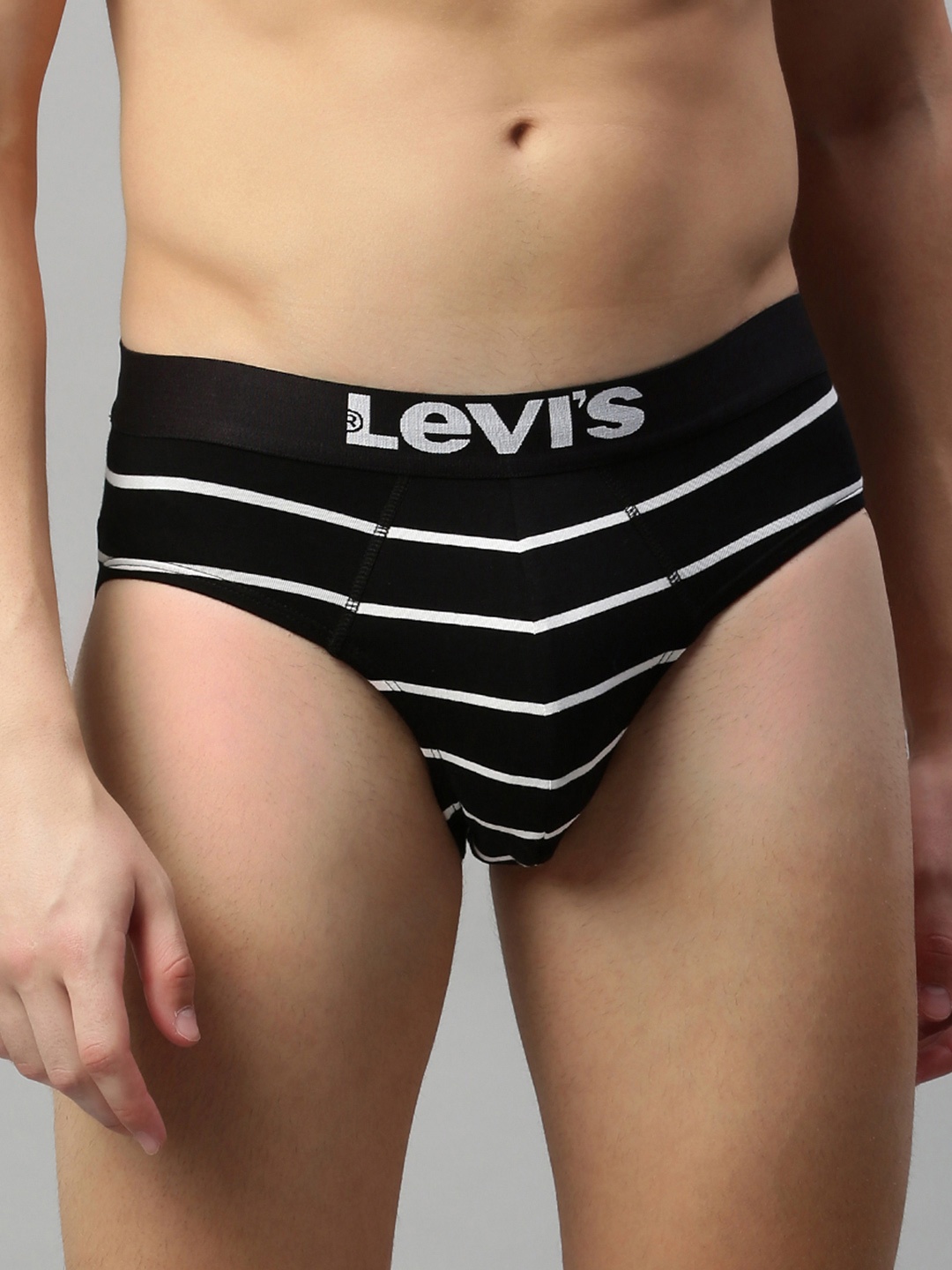 

Levis Men's Black and White Striped Briefs #005-BRIEF-ST-2 (BLK/WHT)-P1