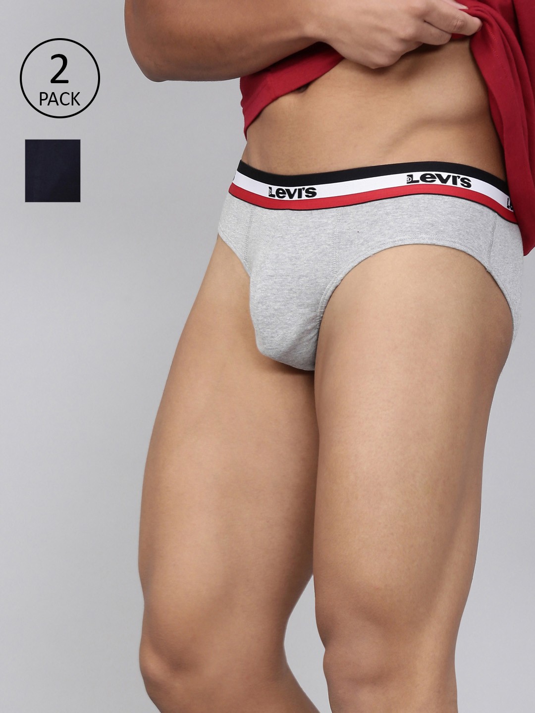 

Levis Pack of 2 Smartskin Technology Cotton Briefs with Tag Free Comfort #002A-BRIEF, Navy blue