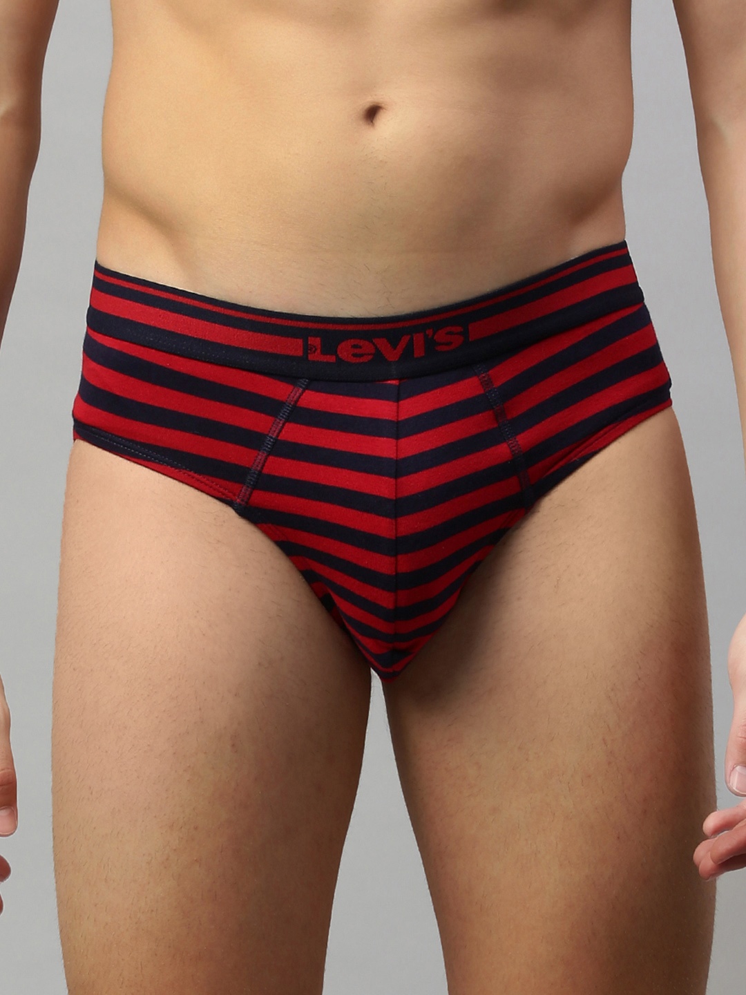 

Levis Men's Black and Red Striped Briefs #021-BRIEF-BLK/SODA BLU-P1