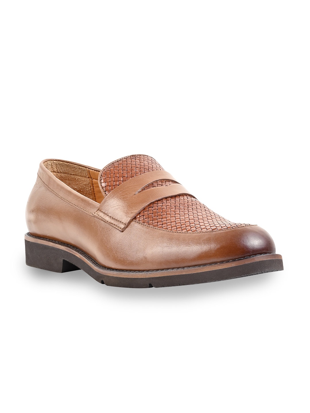 

Egle Men Brown Basketweave Textured Semiformal Leather Loafers