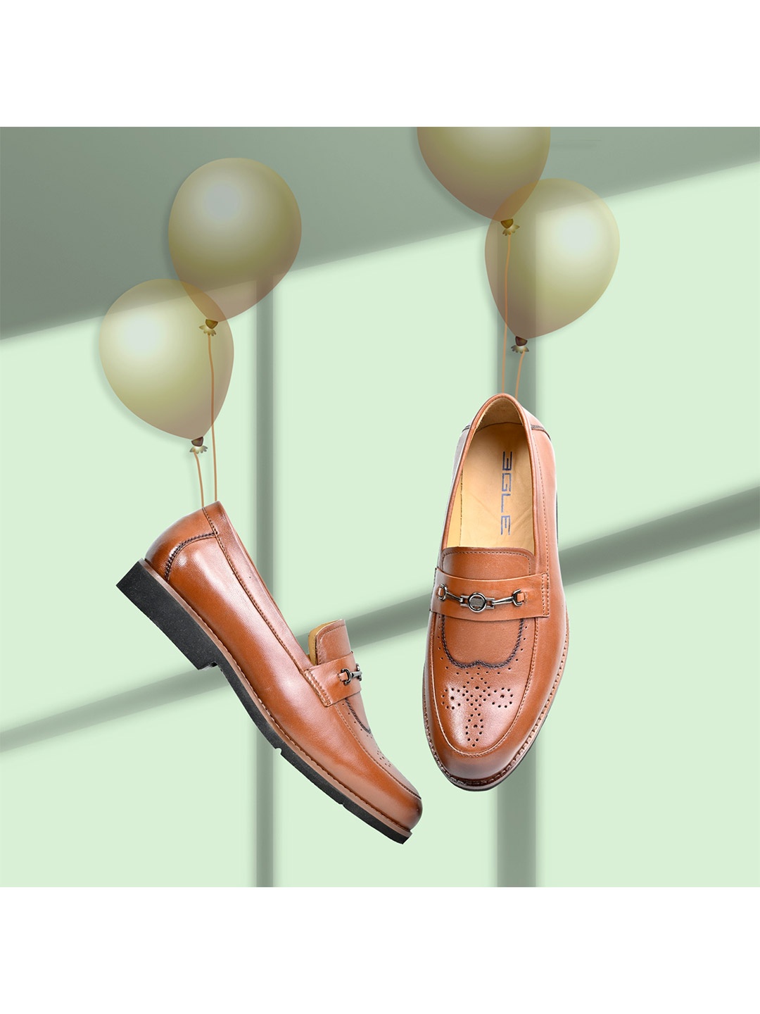 

Egle Men Black Leather Tasseled Semi-Brogues, Brown