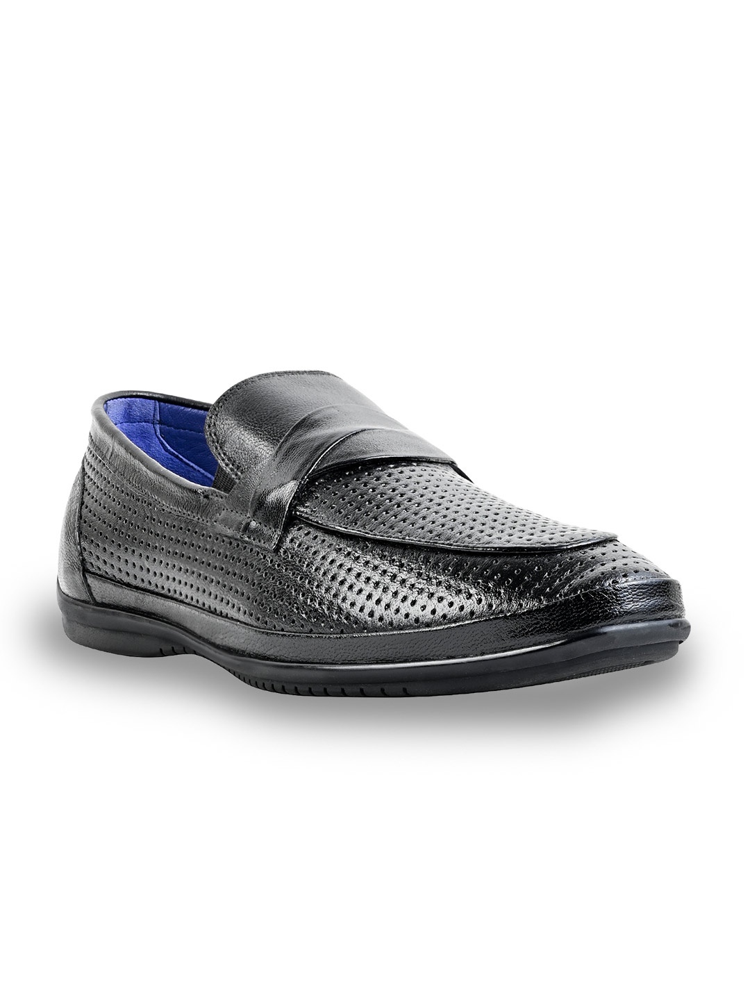 

Egle Men Black Leather Perforated Driving Shoes