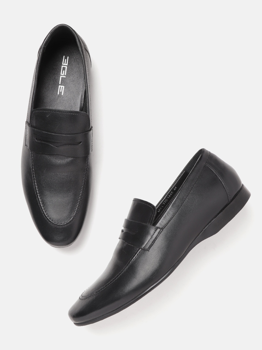 

Egle Men Black Solid Leather Formal Slip-Ons