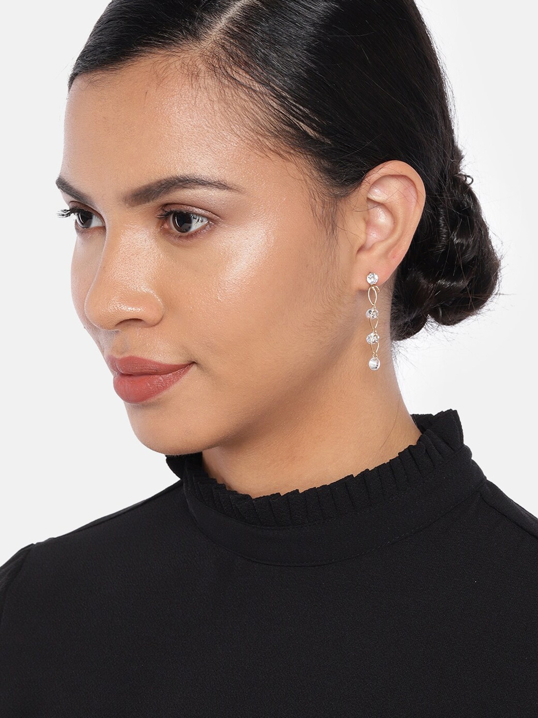 

Ayesha Gold-Plated Contemporary Diamante Drop Earrings