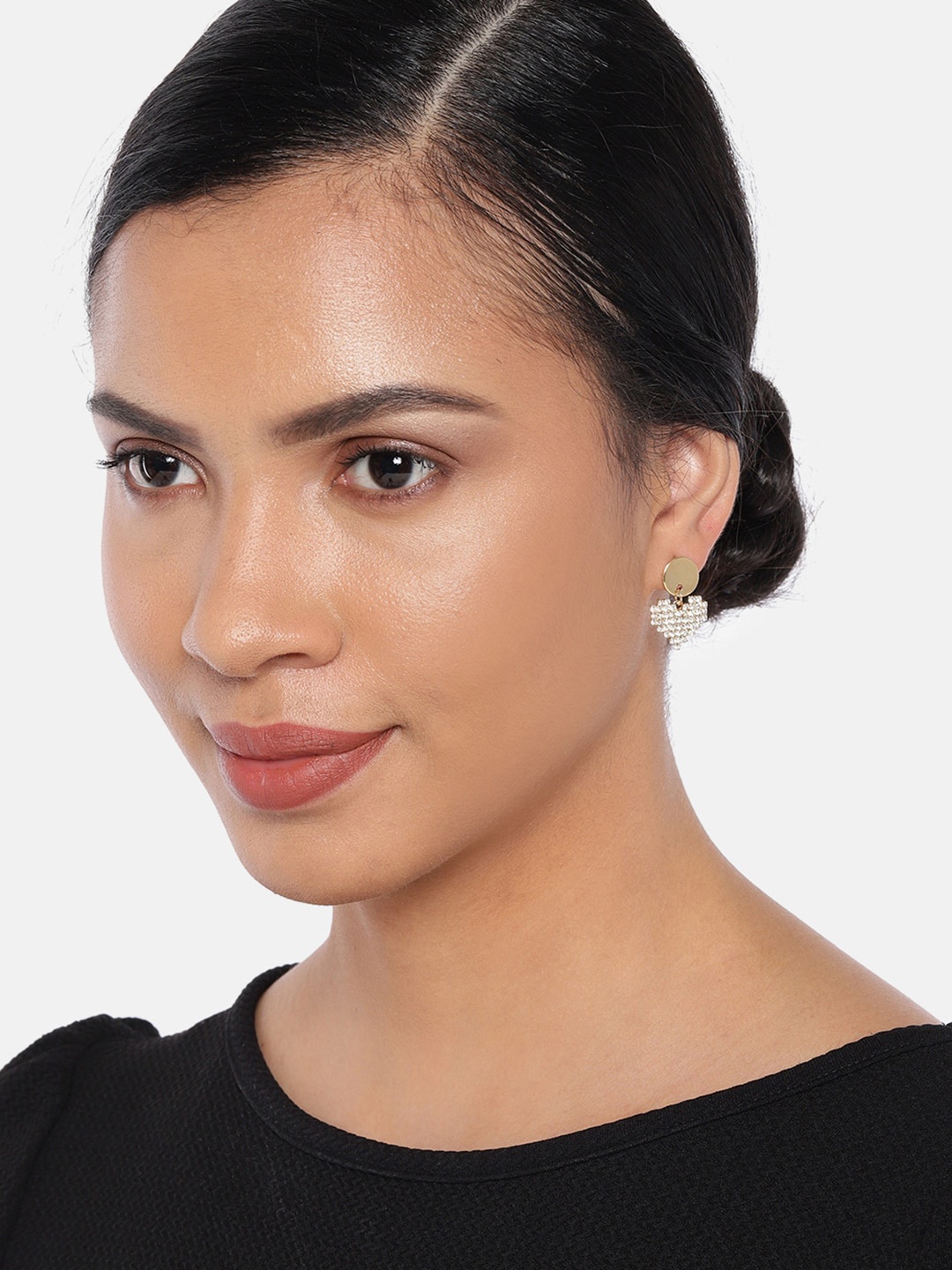 

Ayesha Gold-Plated Contemporary Diamante Heart Drop Earrings