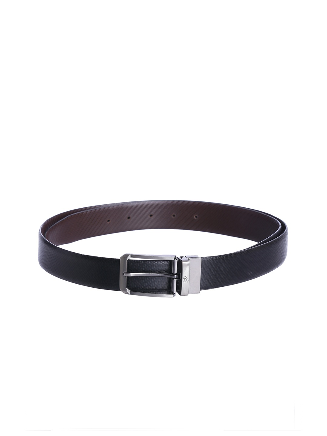 

Kara Men Black & Coffee Brown Textured Reversible Leather Belt