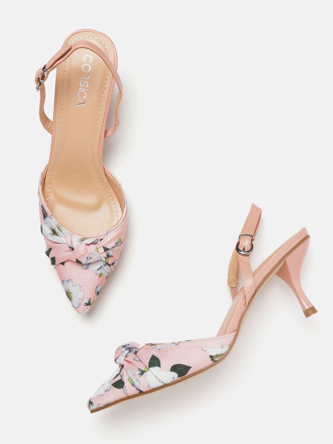 

CORSICA Women Peach-Coloured & White Floral Print Pumps