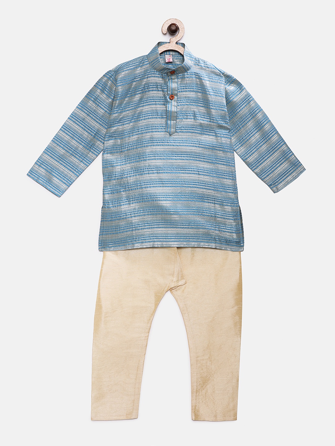 

Ridokidz Boys Blue & Beige Striped Kurta with Pyjamas