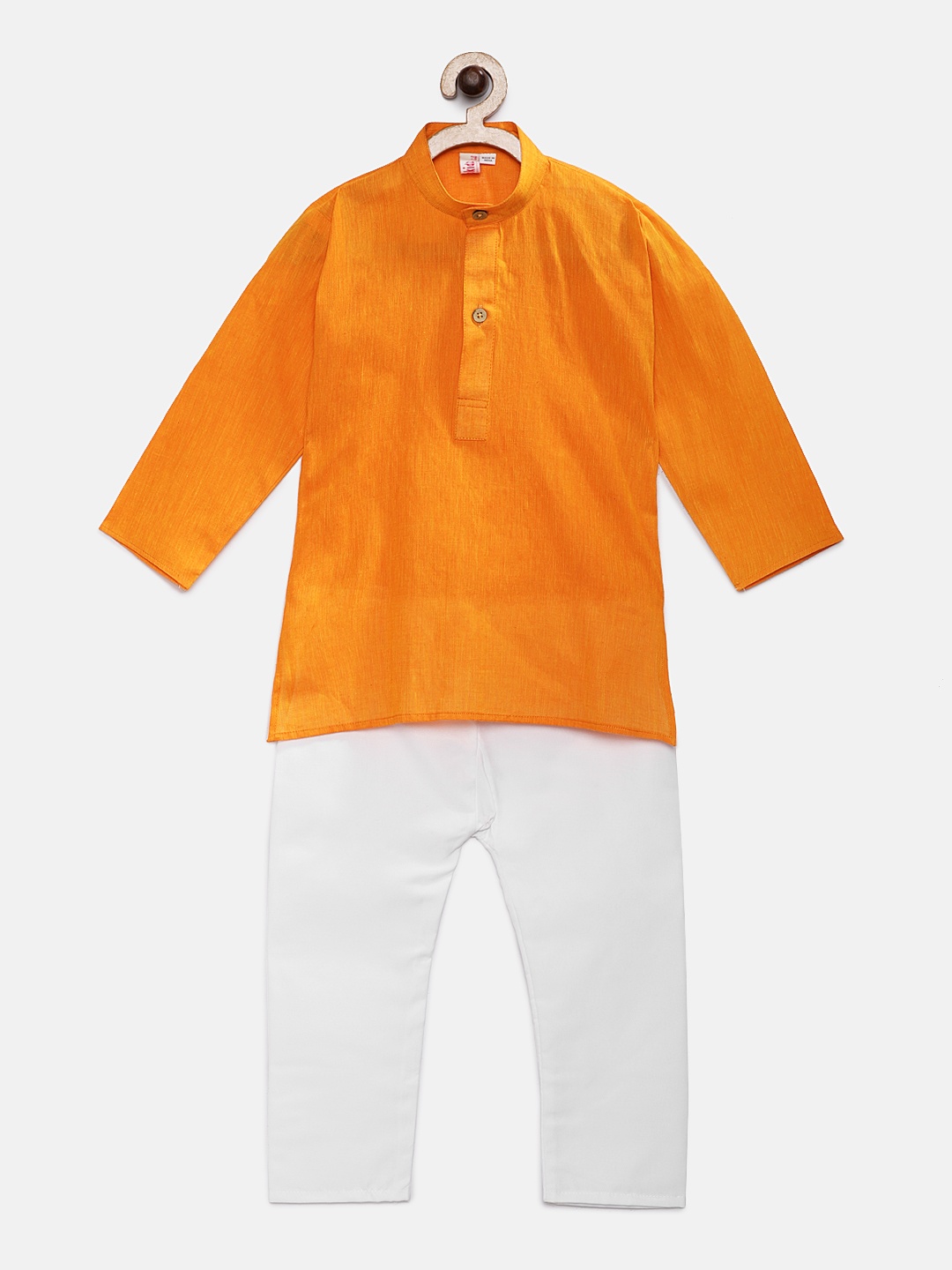 

Ridokidz Boys Orange Solid Kurta with White Pyjamas