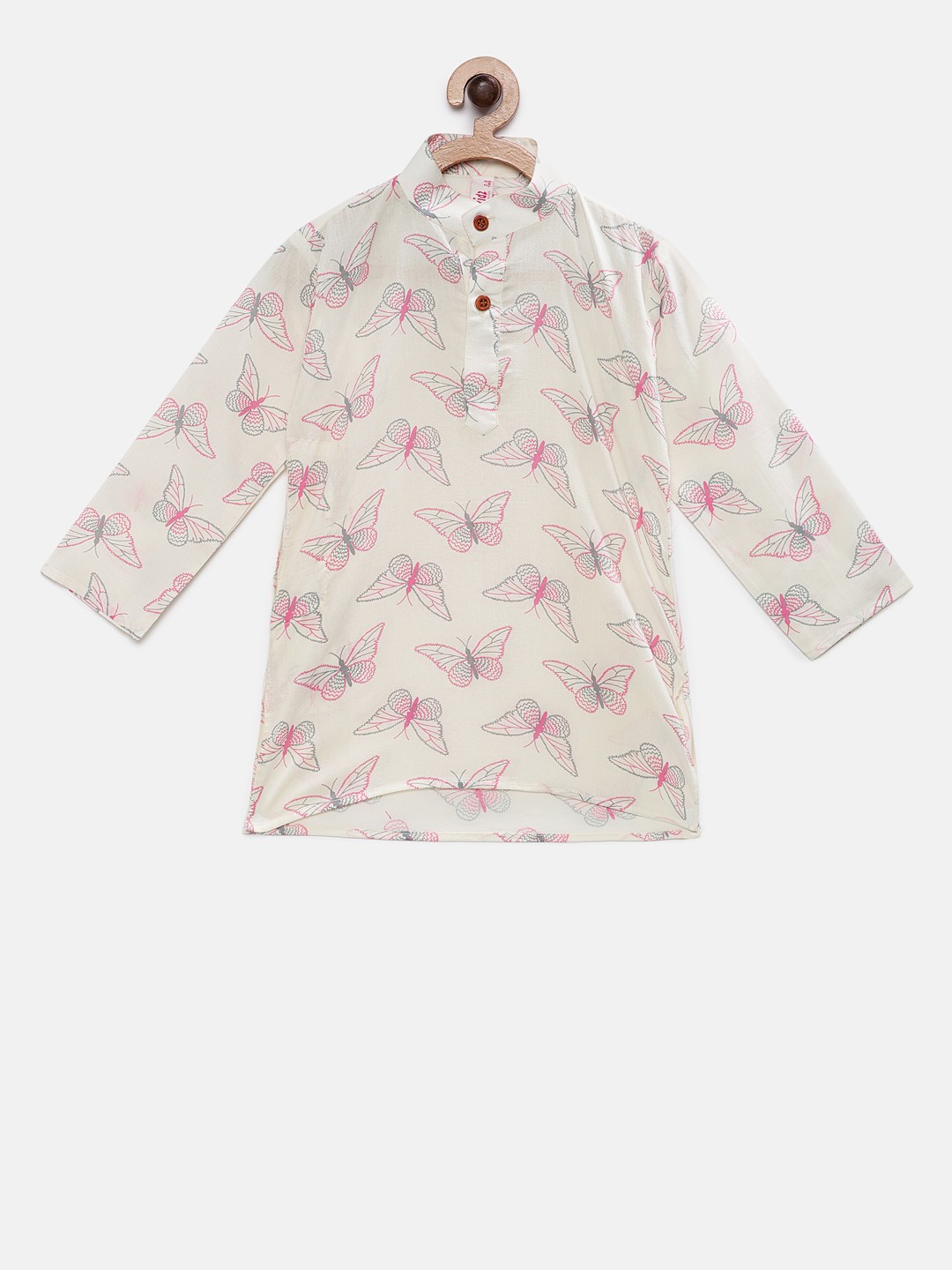 

Ridokidz Boys Off-White Butterfly Printed A-Line Kurta