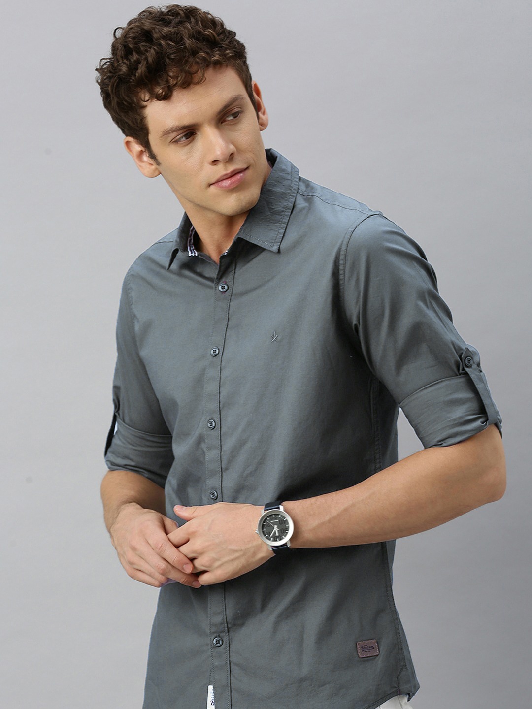 

Roadster Men Olive Green Slim Fit Solid Casual Sustainable Shirt