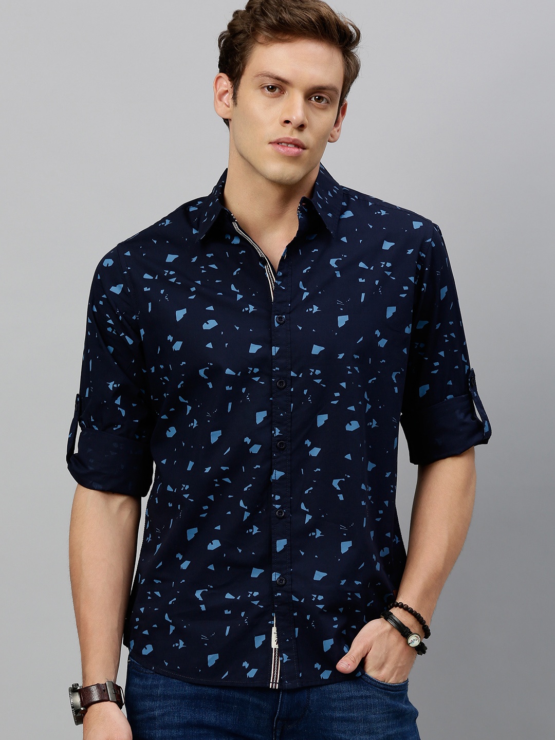 

Roadster Men Navy Blue Regular Fit Printed Casual Shirt