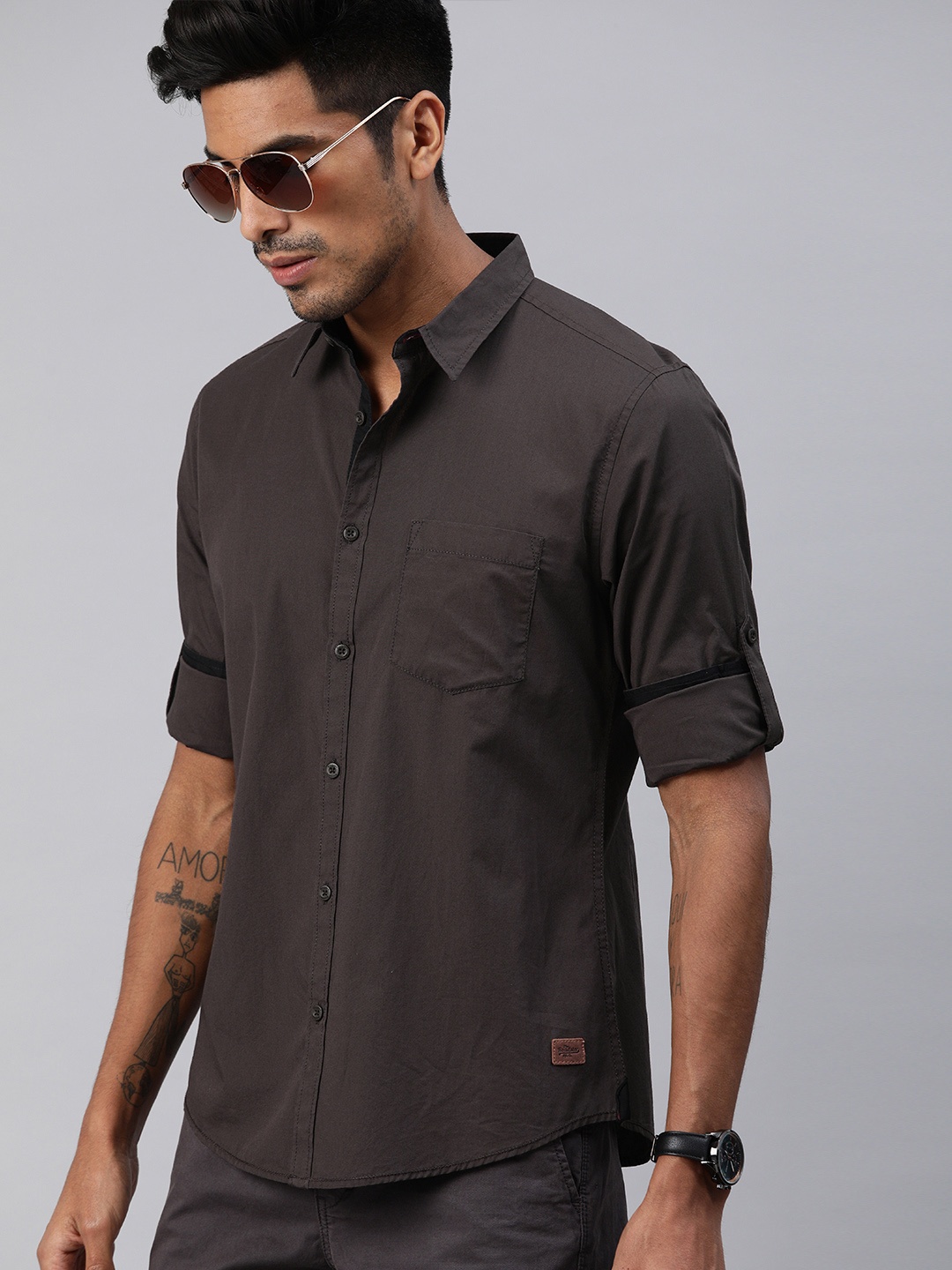 

Roadster Men Coffee Brown Regular Fit Solid Casual Shirt