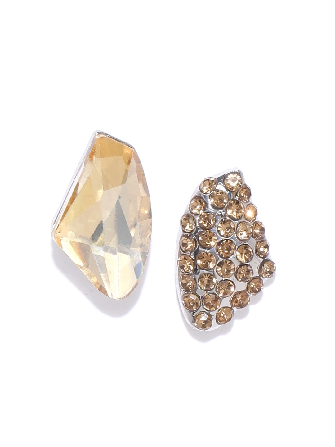 

YouBella Gold-Toned & Silver-Toned Stone-Studded Mismatch Contemporary Studs