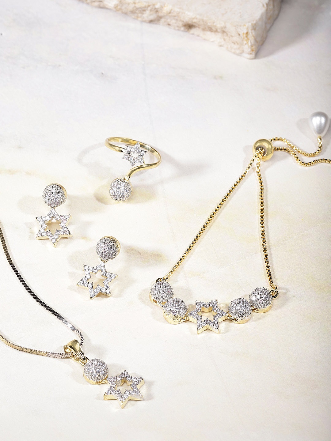 

YouBella Gold-Plated AD-Studded Jewellery Set