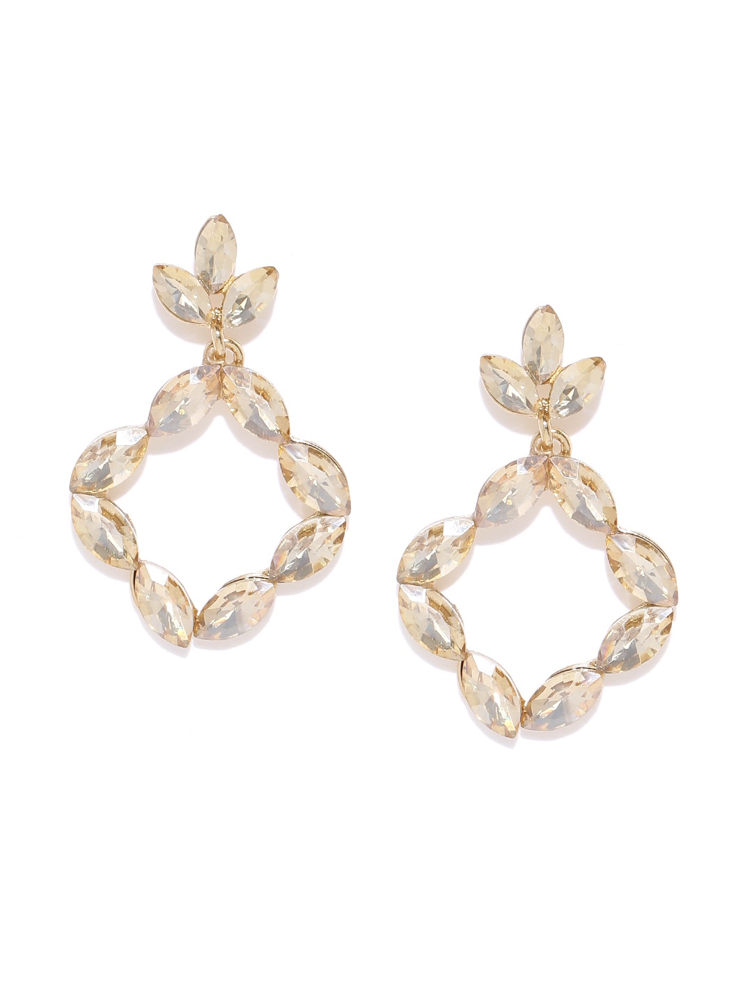 

YouBella Gold-Toned Stone Studded Diamond Shaped Drop Earrings